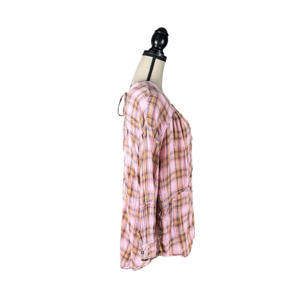 Free People We The Free One Of The Boys Oversized Tunic Top In Pink Plaid - Picture 3 of 5